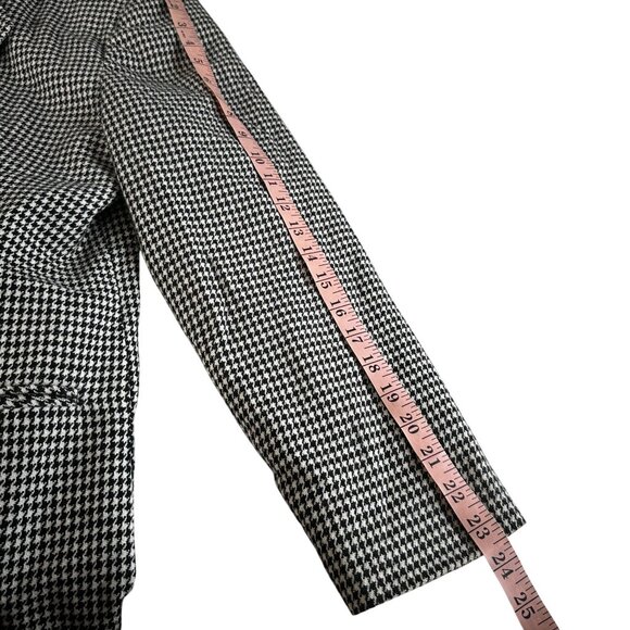 Wool Blend Houndstooth Blazer Black Velvet Collar Oversized Boxy Fit Sz 12 - Picture 10 of 12